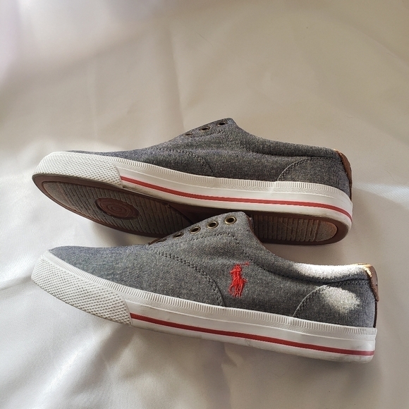 Polo by Ralph Lauren Vito Canvas Sneakers Slip On Laceless Mens Size 10 Chambray